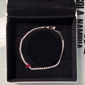 Pandora Silver Bracelet with Red Heart